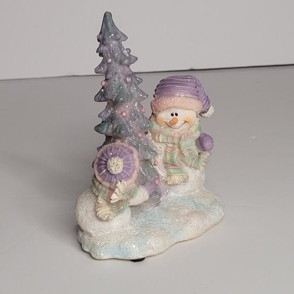 HOME INTERIORS Snowman Gifts Around Tree Figurine 4x3 inches - Picture 3 of 9